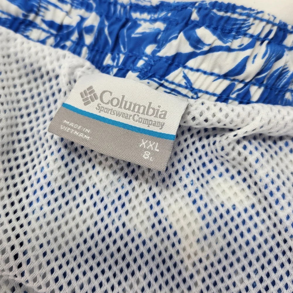 Columbia Sportswear Men’s XXL Blue Tropical Swim Trunks Mesh Lined Beach Shorts